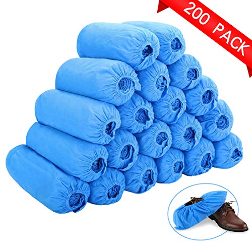 Shoe Covers Disposable,200 Packs (100 Pairs),Large Size Fits Most People,Shoe Cover Booties for Indoor and Outdoor, Hospital & Construction.Protect Your Home, Floors and Shoes(Blue) (blue)
