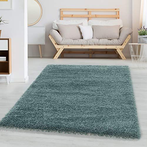 Carpetsale24 Shaggy Hochflor Teppich 200x290 cm Blau weich flauschig modern einfarbig Für große Wohnzimmer oder Esszimmer für Wohnzimmer Schlafzimmer