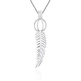 LGSY 925 Sterling Silver Feather Cage Pendants Crafting Charm for DIY Necklace Bracelet Jewelry Making
