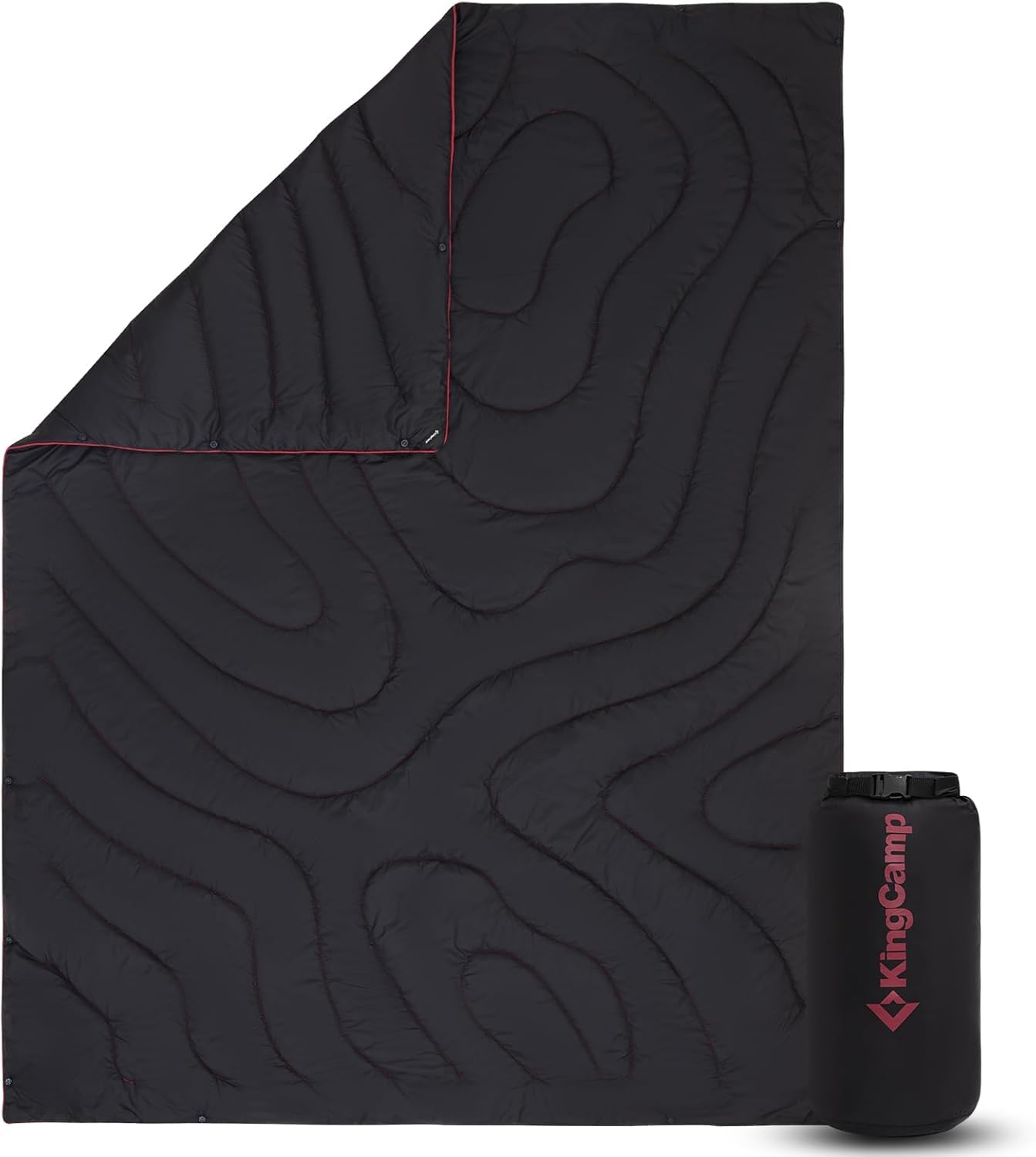 Photo 1 of KingCamp Ultralight Camping Blanket, Packable Down Alternative Puffy Wearable Blankets Weatherproof Warm Package Quilt with Snap Buttons & Corner Loops for Outdoor Travel Stadium (69"L x 53"W, BLACK)