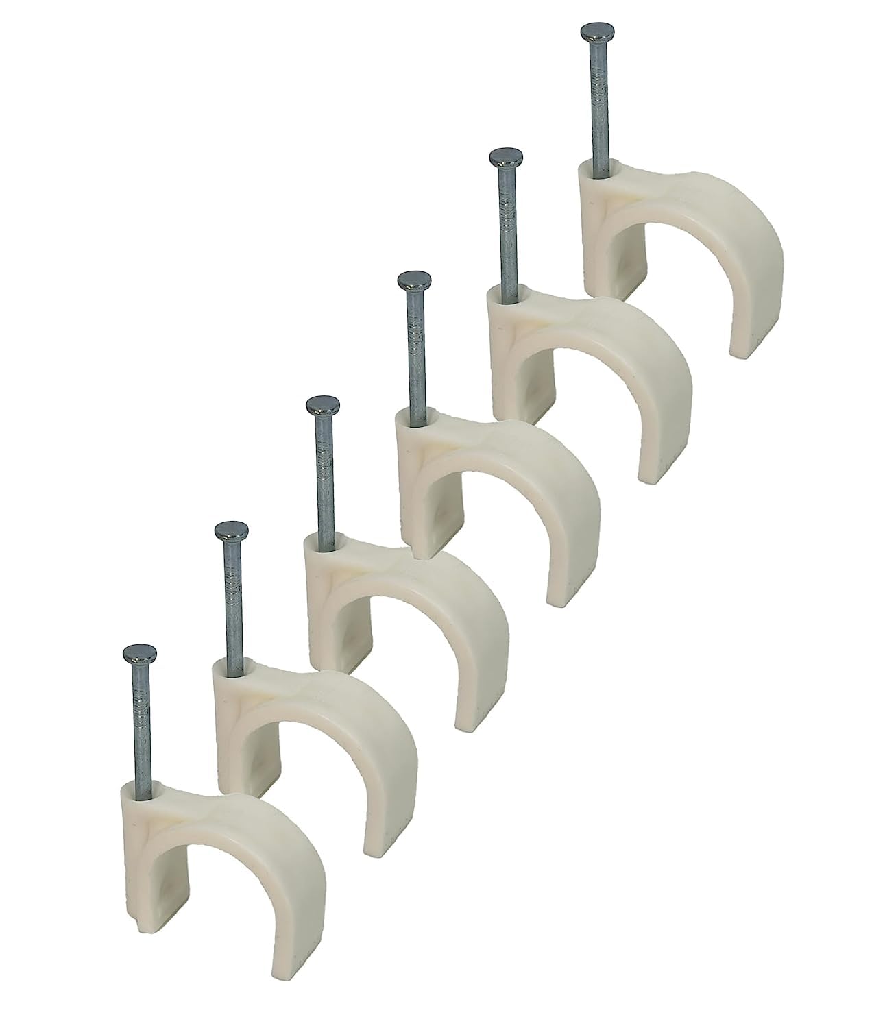 White Round Cable Clips with Fixing Nail K-Type 50pcs (16mm)