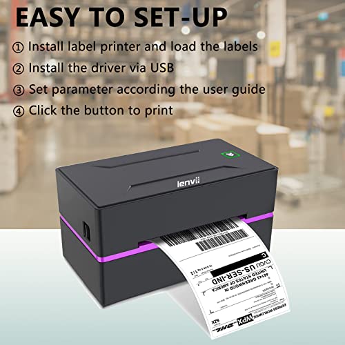 LENVII 4 Inch Thermal Label Printer with Bluetooth Connectivity丨For Shipping Labels/Warehouse/Logistics/Ecommerce/Ocean Freight丨High Resolution丨Compatible with Etsy, Shopify，eBay(Excludes holders)