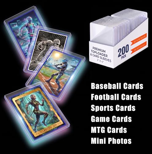 200 Card Sleeves Toploads for Cards, 3" x 4" Double-Sided Film Clear PVC Hard Card Sleeves, Anti-Scratch Card Holders for TCG/Sports/Baseball/Football Cards (100 Hard Sleeve + 100 Soft Sleeve)