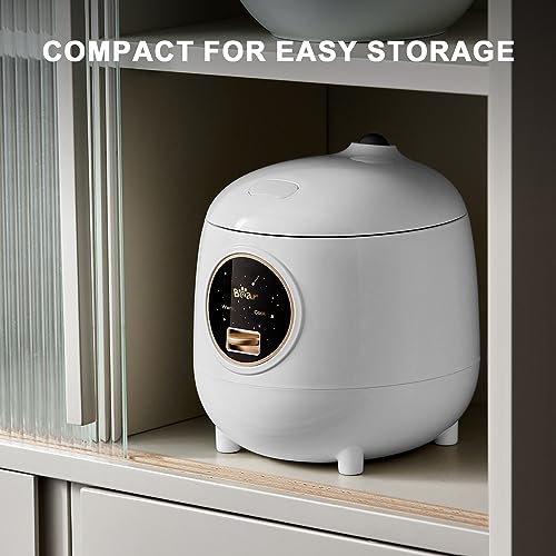 Bear Rice Cooker 2Cups Uncooked, 1.2L Small Rice Cooker with Nonstick