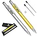 Screwdriver Pen Tool Gadget Set - Sturdy Aluminum Stylus Pen - Ruler (cm/inch/scale), Ballpoint Pen, Level Gauge, Stylus, Phillips & Flathead Screwdriver - Gift Boxed with 4 Ink Cartridges