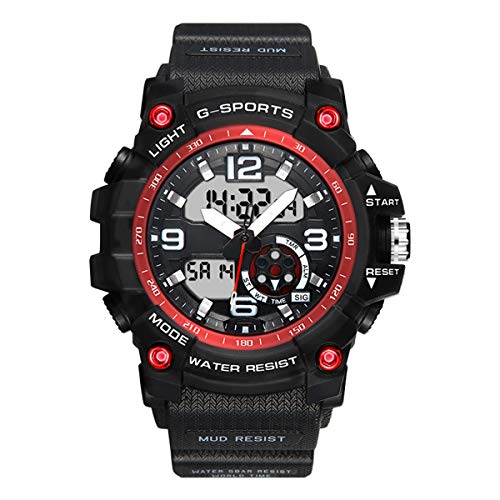 DIRAY Men's Digital Watch Dual Time Waterproof Outdoor
