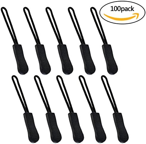 Zipper Pulls-Tojwi 100pcs Black Nylon Cord Zipper Pulls Fits/Zipper Fixer with Non-slip Gripper