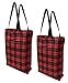Earthwise Plaid Everyday Reusable Fashion Shopping Bag Tote Large for Grocery Gift Vacation 17 inches x 17 inches x 6 inches Proudly Made in the USA (Set of 2) (Plaid)