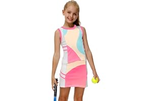 AOBUTE Girls Tennis Golf Outfit Tank Top and Skirt with Shorts Set 4-12 Years