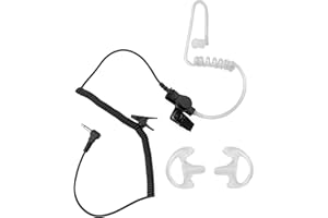HWAYO 3.5mm 1 pin Listen Only Surveillance Covert Acoustic Air Tube Earpiece Police Radio Headset + Medium Replacement Earmolds for Motorola Radio Speaker Mics(1 Pack)