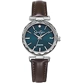 Jessica Simpson Diamond Collection Women's Watch, Classic Quartz, Leather Band, Round Faceted Crystal Face, Elegant Dress Watch for Women