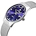 Fashion Mens Watch Mesh Band Japanese Analog Quartz Movt Thin Dial Date Wrist Watches,Blue