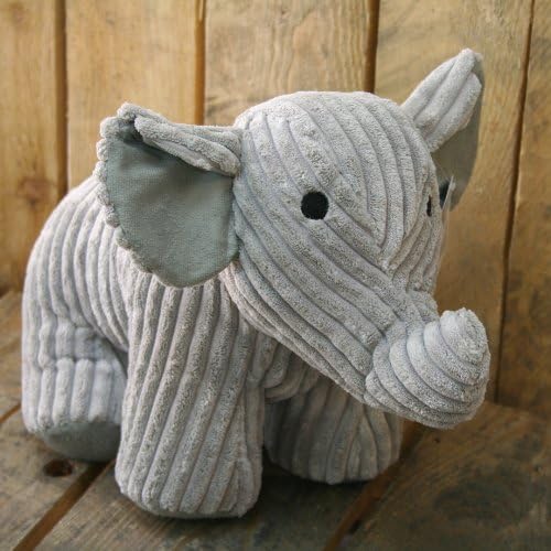 Carousel Home Peanut Elephant Doorstop Grey Ribbed Fabric Animal Doorstop