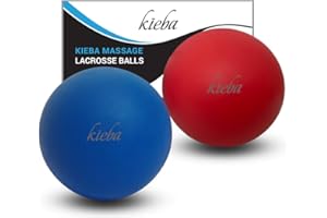 KIEBA Massage Lacrosse Balls for Myofascial Release, Trigger Point Therapy, Muscle Knots, and Yoga Therapy. Set of 2 Firm Balls (Blue and Red)