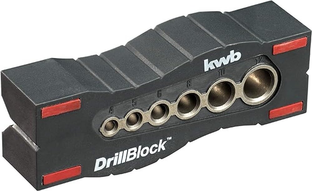 KWB DRILL GUIDE/DRILL JIG Ø 44899 MM DRILLBLOCK FOR PRECISE AND STRAIGHT DRILLING ON SURFACES, ROUND MATERIALS, AND EDGES INCLUDING GRIP POINTS