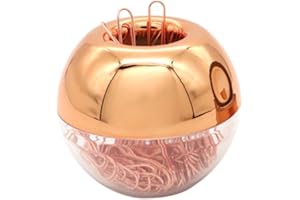 MEI YI TIAN Rose Gold Paper Clip Holder Medium Holographic Paper Clips Dispenser 100pcs 28mm Paperclips for Desk Organizer Accessories (Rose Gold)