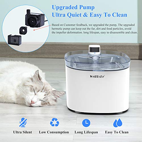 WellToBe Cat Water Fountain Battery & DC Adapter Support Pet Fountain