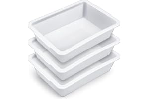 Remerry 3 Pack Polypropylene Containment Tray 15" L x 10.8" W x 4" H Rectangular Lab Tray for Sterilizing and Drying Laboratory Supplies, Durable and Temperature Resistant Plastic