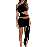 SweatyRocks Women's Cut Out Off The Shoulder Mini Dress Tie Knot Sexy Bodycon Club Party Dresses