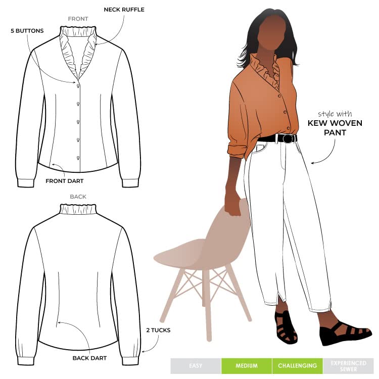 Style Arc Sewing Pattern - Francesca Woven Shirt (Sizes 18-30)