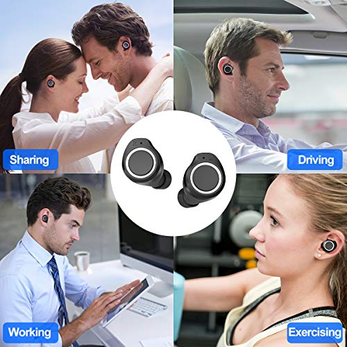 Bluetooth Headphones,LEUXE 5.0 True Wireless Earbuds Deep Bass Stereo Sound Bluetooth Earphones Mini in-Ear Binaural Call Headset with Built-in Mic and Charging Case for iPhone iPad and Android Phones - Thumbnail 6