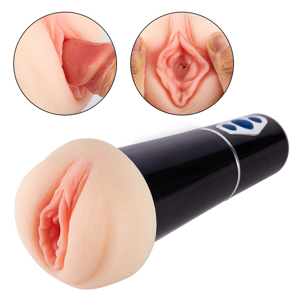 (2019 Neu) Elektrischer Masturbieren für Mann mit 5 Saugintensitäten Automatische Masturbatoren 10 Vibrations modi Mastubator Mann Taschenmuschi Sexspielzeug Männer Realistische Vagina Muschi