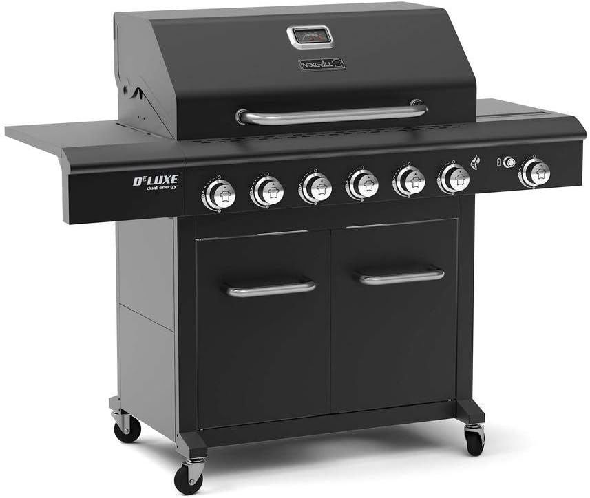 review Deluxe 6-Burner Propane Gas Grill in Black with Side Burner