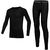 Towintec Boys Thermals Underwear Sets Kids Long Sleeve Base Layer Athletic Compression Top and Bottom Set for Running Sport