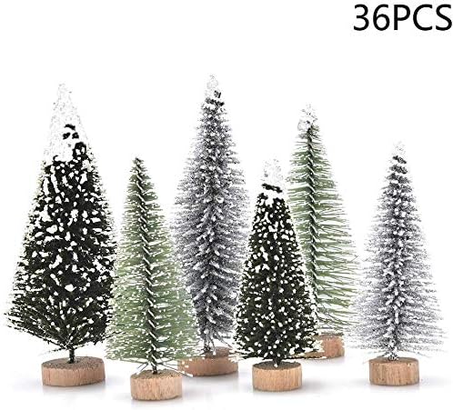 Aliyaduo 36 PCS Miniature Christmas Tree Small Artificial Miniatures Sisal Snow Frost Trees, Diorama Models, Micro Scenery Landscape Architecture Trees for Christmas Crafts Tabletop Decor (36)