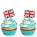 Jovitec 100 Pieces British Flag Toothpicks the Union Jack Flag Cupcake Toppers for Birthday Wedding Baby Shower National Day