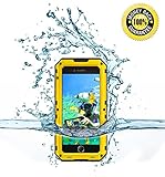 iPhone 7 Plus Heavy Duty Durable Case, Hankuke Waterproof and Maximal Protective Metal Case with Tempered Ballistic Glass All Directional Protective Shell for Seaside Vacation Activity - Yellow