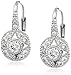 Amazon Collection Sterling Silver Cubic Zirconia Round-Shaped Earrings with Cutouts