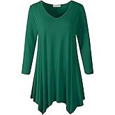 LARACE Plus Size Tops for Women Tunic Asymmetrical Dress Shirts 3/4 Sleeve V Neck Flowy Ladies Clothes for Leggings