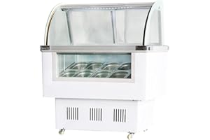 HayWHNKN Commercial 10-Pan Hard Ice Cream Showcase Gelato Dipping Cabinet with Tempered Glass Sliding Doors & Intelligent Temp Control 220V