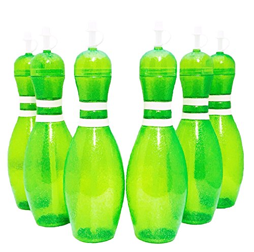 Large Bowling Pin Water Bottles Green - 6 Pack