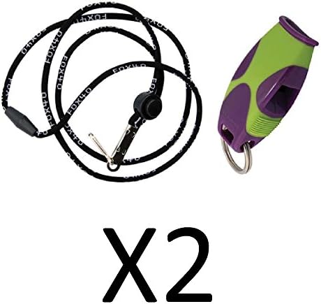 Tide Rider Fox 40 Sharx Whistle w/Lanyard Rescue Safety, Purple/Green (2-Pack)