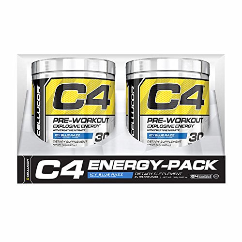 Cellucor C4 Pre Workout, Icy Blue Razz, Twin Pack (2x30 Servings)