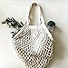 Chris.W Portable/Reusable/Washable Cotton Mesh String Organic Organizer Shopping Handbag Long Handle Net Tote - Pack of 4(Grey Blue/Black/Beige/Pink)
