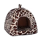HOT! 2017 New Dog Bed Pet Dog House Foldable Soft Warm Sponge Leopard Giraffa Print Strawberry Cave Cute Dog Beds Kennel Nest Fleece Cat Tent (L)
