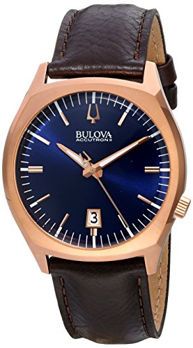 Bulova men s accutron ii brown leather strap/rose goldt…