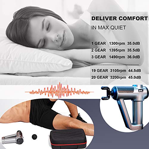 Premium TNK Muscle Massage Gun Deep Tissue Therapy,Electric Handheld Neck and Back Massager, Percussion Massage Gun for Men and Women Pain Relief and Body Recovery 20 Speed Quiet and Strong(Silver,R8)