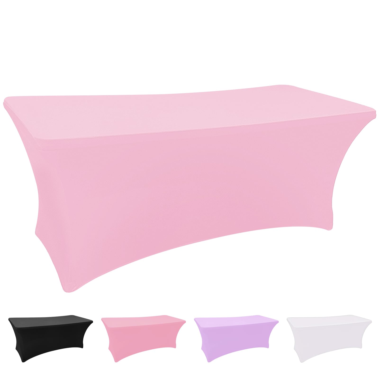 Grantop Pink Stretchable Spandex Tablecloth, 6FT Tight Fitted Stretchy Table Cover Rectangular, Washable Stretch Rectangular Patio Table Covers for Party Wedding Event(Pink, 6FT)