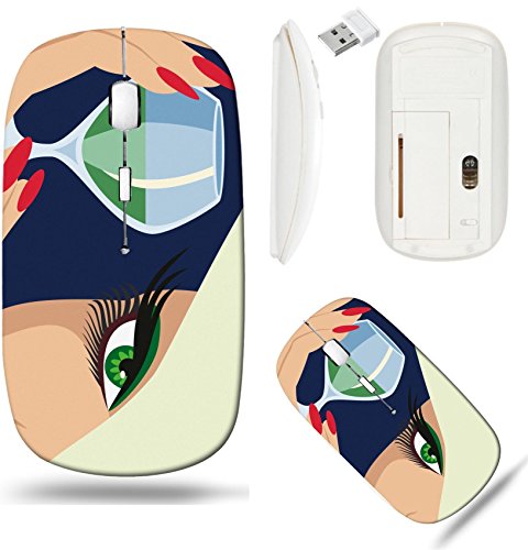 Liili Wireless Mouse White Base Travel 2.4G Wireless Mice with USB Receiver, Click with 1000 DPI for notebook, pc, laptop, computer, mac book IMAGE ID: 7298947 Lady with a glass of liqueur