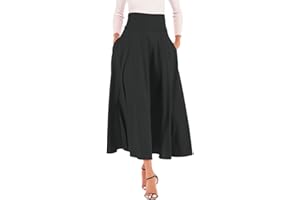 COFEEMO Bravetoshop Womens High Waist Flowy Midi Skirt Casual Elegant Pleated Swing A Line Maxi Skirts with Pockets