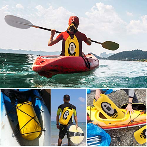 Waterproof Dry Bag Bluetooth Speaker - Upgrade Outdoor 20L Dry Bag Waterproof Bag with Solar Light Adjustable Strap Kayak Accessories Roll Top Sack for Floating, Rafting, Boating, Canoeing, Camping