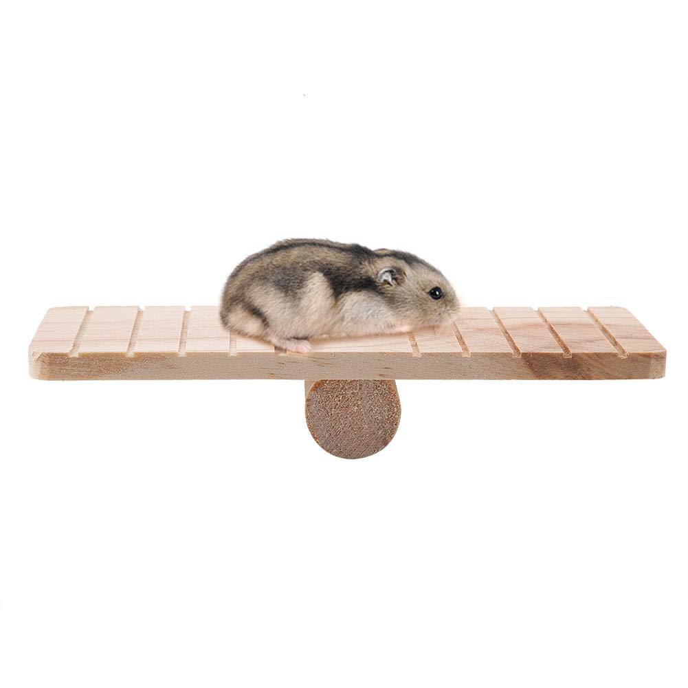 Wooden Seesaw for Small Animals, Natural Chew Toy, Hamster Cage Accessory for Rodents, Guinea Pigs, Chinchillas, 19x7x4cm