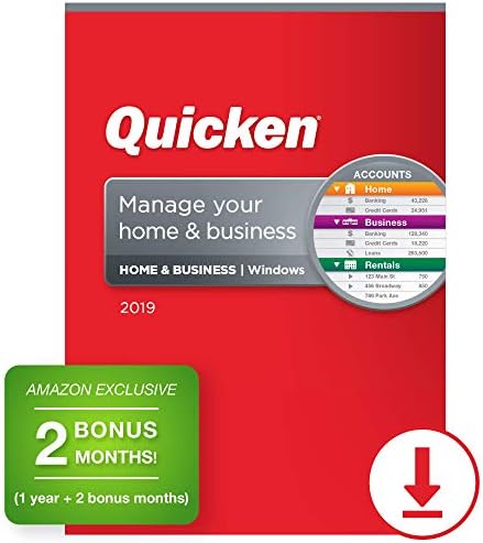 Quicken Home & Business 2019 Personal Finance & Budgeting Software [PC Download] 1-Year Membership + 2 Bonus Months [Amazon Exclusive]