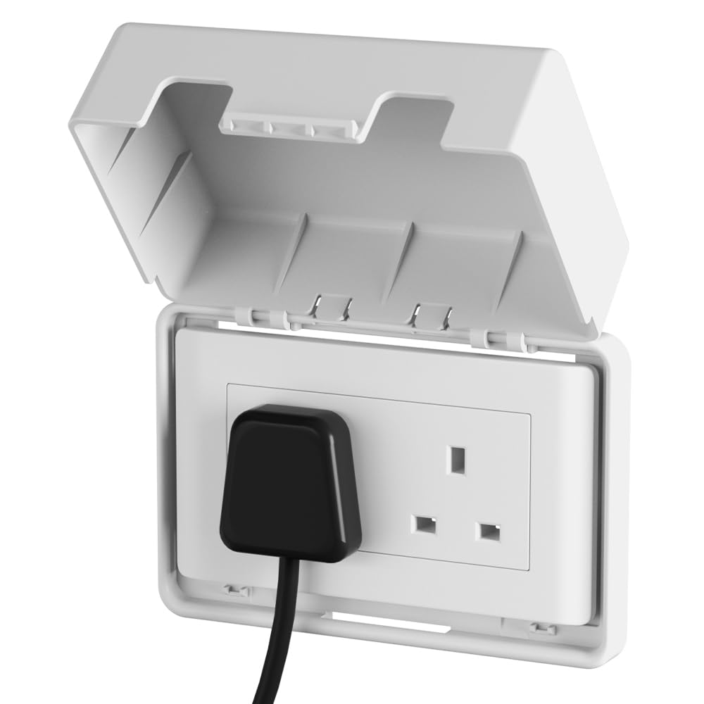 EUDEMON 1 Pack Baby Safety Electrical Outlet Cover Box, Childproof Large Plug Cover for Sockets & & Switches, Universal Plug Socket Cover, Easy to Install & Use (Double, White)