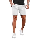 GINGTTO Mens Slim Fit Shorts Plaid Chino Short Tapered Leg Skinny Stretch