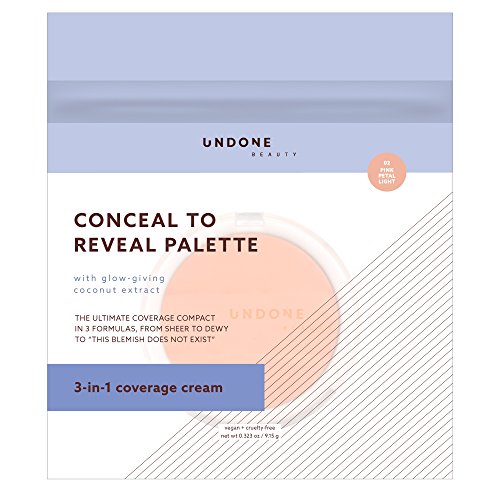 3-in-1 Cream Concealer & Highlighter. Natural Coconut for Dewy Glow - UNDONE BEAUTY Conceal to Reveal. For Blemishes, Tattoos, Under Eye Circles & Wrinkles. Vegan & Cruelty Free. PINK PETAL LIGHT